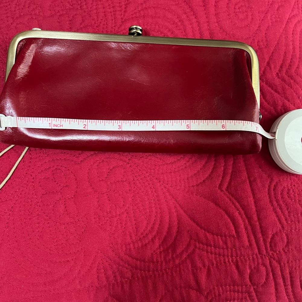 HOBO Red Wallet with Zipper Closure and Smooth Leather Finish. - Picture 9 of 10